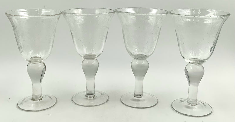 Set/4 Handblown Seeded Glass Goblets