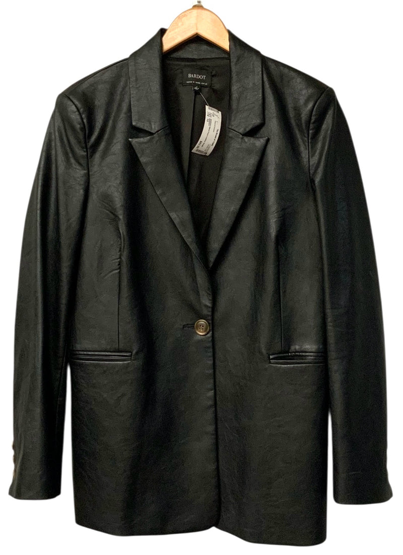 BARDOT Black Faux Leather Single Button Blazer