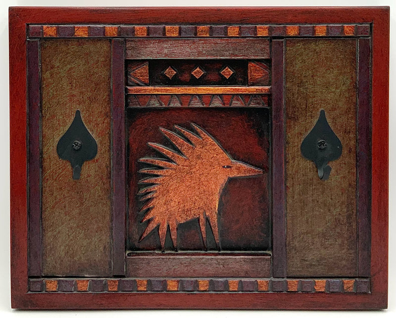 Wood Coat Hanger with Porcupine Motif
