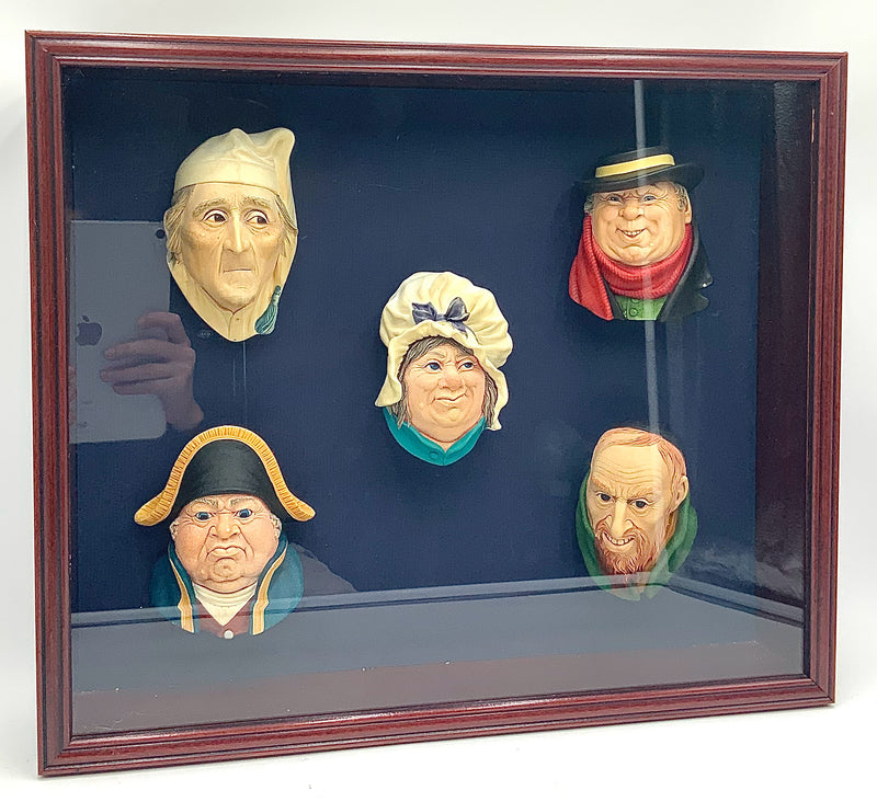 Framed Set/5 Bossons Heads of Dickens Characters