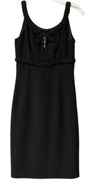 MOSCHINO Cheap and Chic Black Crepe Pleated Top Braided Strap S/L Cocktail Dress