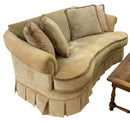 Curved Fringed Sofa With Pleated Skirt