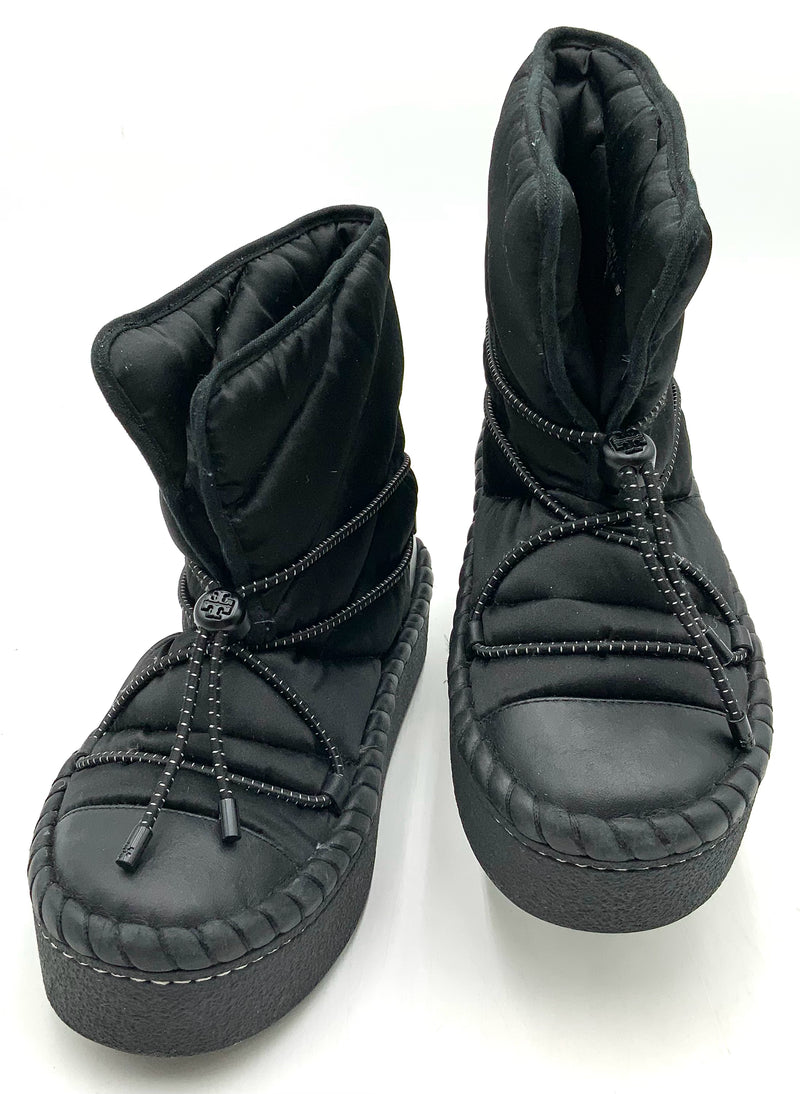 TORY BURCH Black Nylon Platform Sleeping Bag Boots 7.5