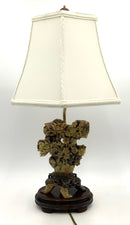 Carved Soapstone Lamp on Wood Base