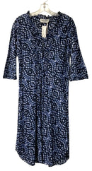 ONE SEASON Navy/Blue/White Abstract Pintuck 3/4 Sleeve Dress