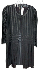GRAYSE Black Lea/Mesh Stripe3/4 Sleeve Long Jacket