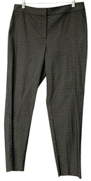 ST JOHN Charcoal Black Patterned Cotton S/L Peplum Top & Emma Pants, 2pc