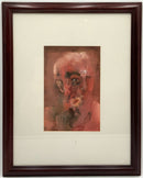 Barbara McLain Watercolor of Face in Wood Frame