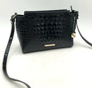 BRAHMIN Black Croc Embossed Patent Leather Hillary Crossbody Bag