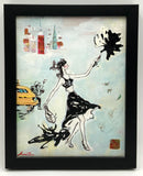 Acrylic of Woman in NYC in Black Frame