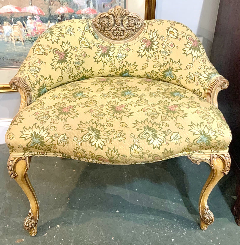 Vintage French Style Upholstered Boudoir Bench