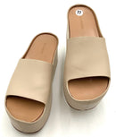 BURBERRY Beige Leather Platform Sandals 37
