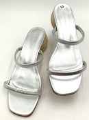 HUMA & BLANCO Silver Leather Dbl Strap Chachi Sandals 41