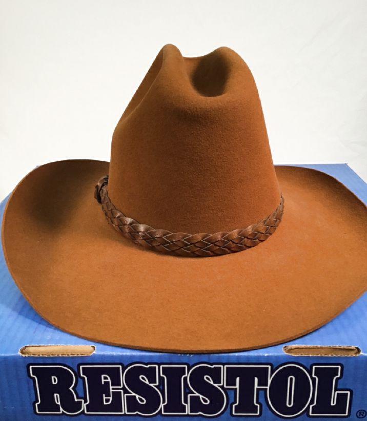RESISTOL Camel Felt Brown Braided Brand Stagecoach Western Hat