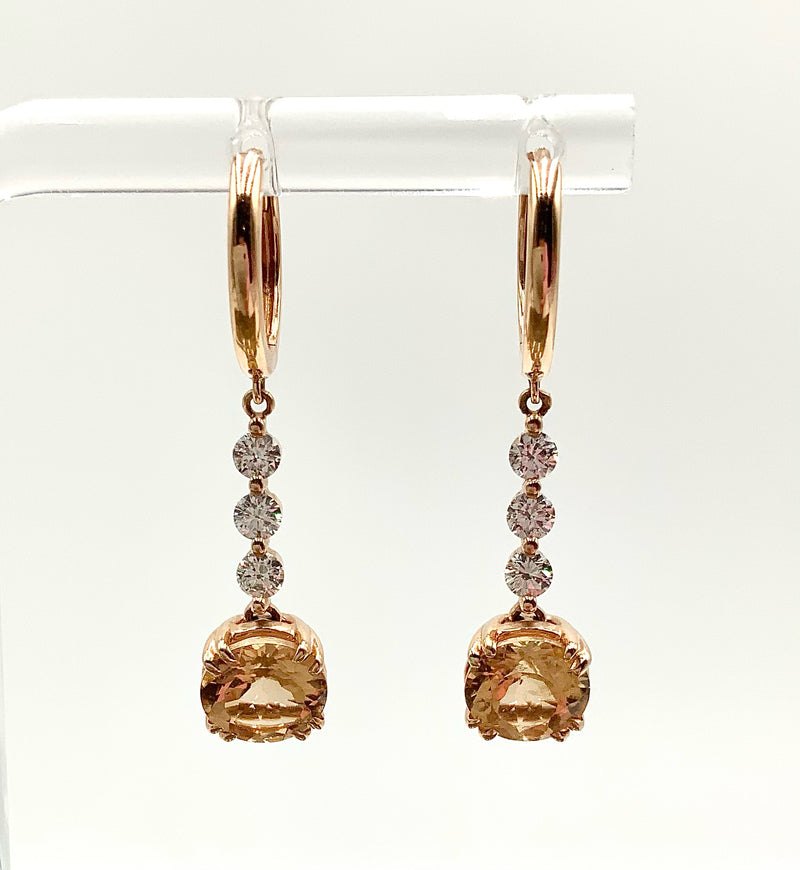 18kt Gold, Diamond & Citrine Dangle Earrings