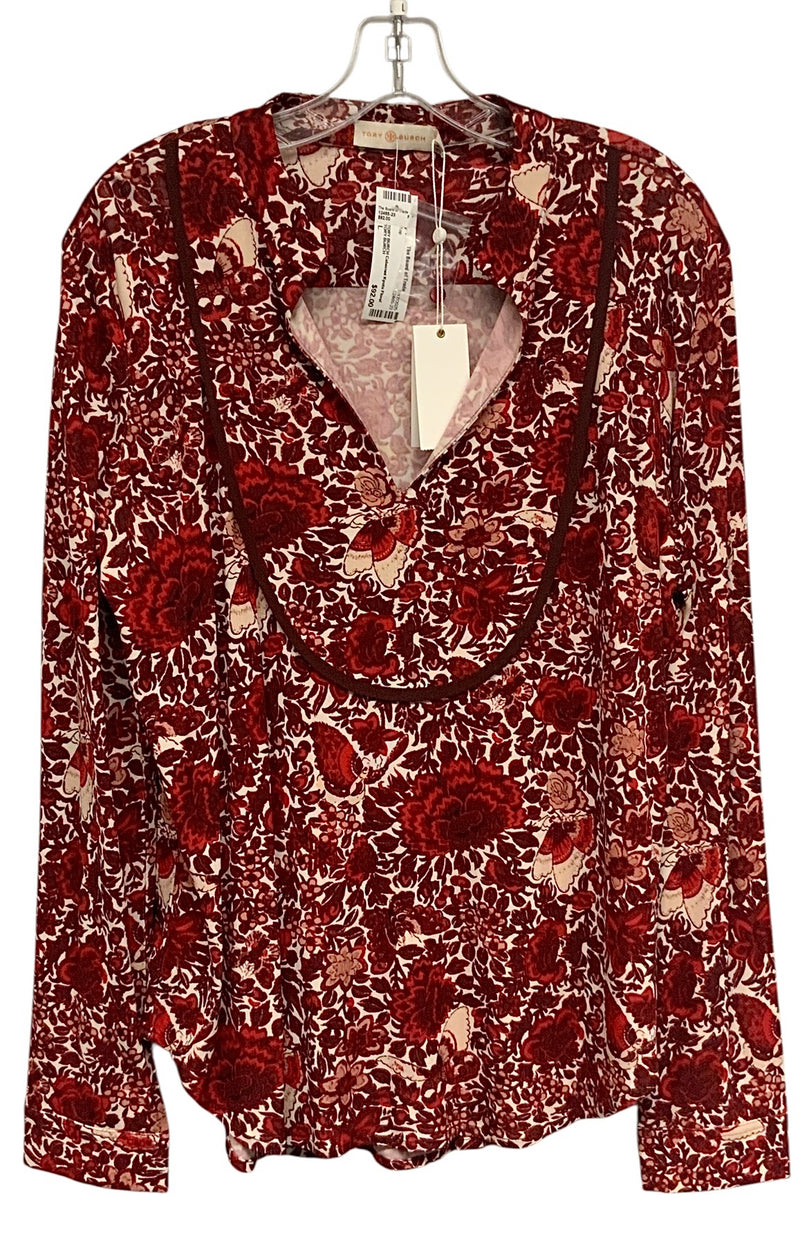 TORY BURCH Cabernet Kyoto Floral Butterfly Lizzy Tunic