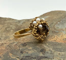 18kt Gold, Smoky Topaz & Pearl Ring
