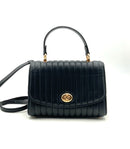 COACH Black Linear Quilted Leather op Handle Turnlock Tilly Satchel