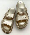 COLE HAAN Gold Leather Double Buckle Sandals 8