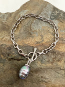 Majorica Silvertone Metal & Faux Baroque Pearl Bracelet