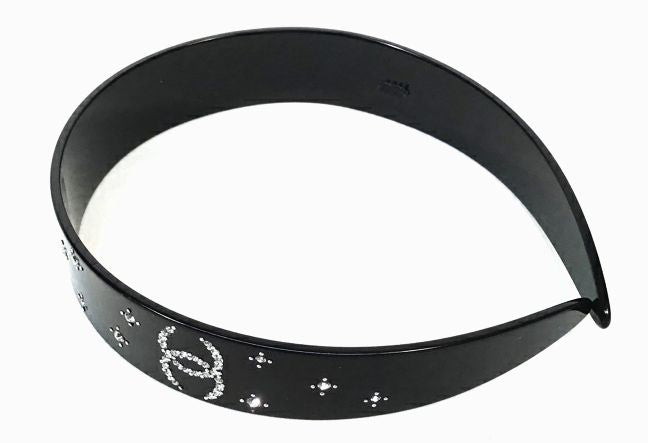 CHANEL Black Resin Crystal CC Headband 2009