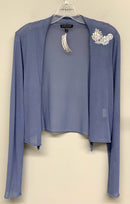 EILEEN FISHER Ice Blue w/Sequin Embell L/S Open Cropped Cardigan