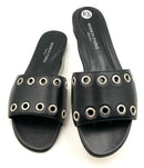 MARION PARKE Black Leather Silver Grommet Cora Slide Sandals 8.5