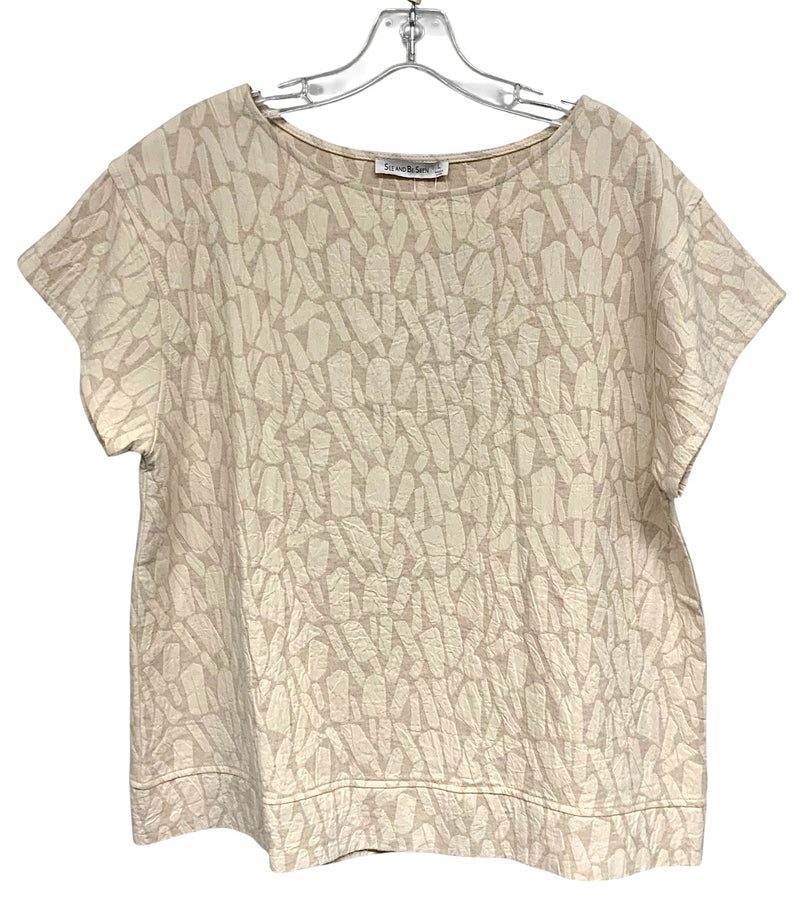SEE AND BE SEEN Taupe "Alexia" Textured Top & Cropped Wide Leg Pants, 2pc