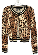 CENTRAL PARK WEST Black/Coffee/Cream Animal Print L/S B/D Cardigan