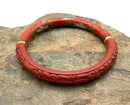 Vintage Chinese Export Cloisonne & Carved Cinnabar Bangle Bracelet
