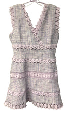 JUST ME Lavender/Blue Tweed w/Lace Trim V-Neck S/L Dress