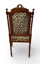 Antique Carved Wood Chair with Animal Print Upholstery
