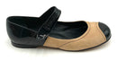 CHANEL Tan Suede Black Patent Cap Toe Maryjane Ballet Flats 38.5