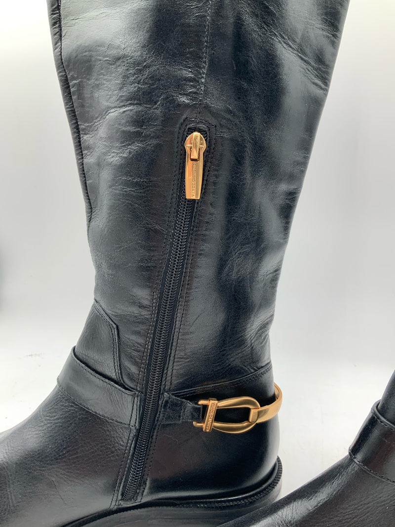 VINCE CAMUTO Black Brown Leather Amanyir Riding Boots 8