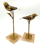 Pair of Gold Metal Birds on Acrylic Stands
