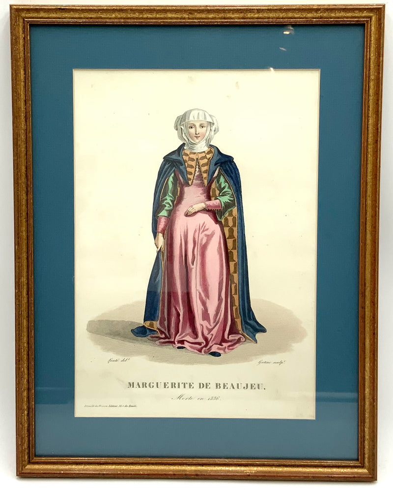 Antique French Engraving of Female Figure