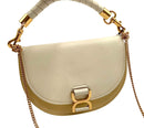 CHLOE Ivory & Yellow Pebbled Leather Woven Handle Chain Bag AS IS