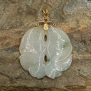 14kt Gold & Carved Jade Double Koi Fish Motif Pendant