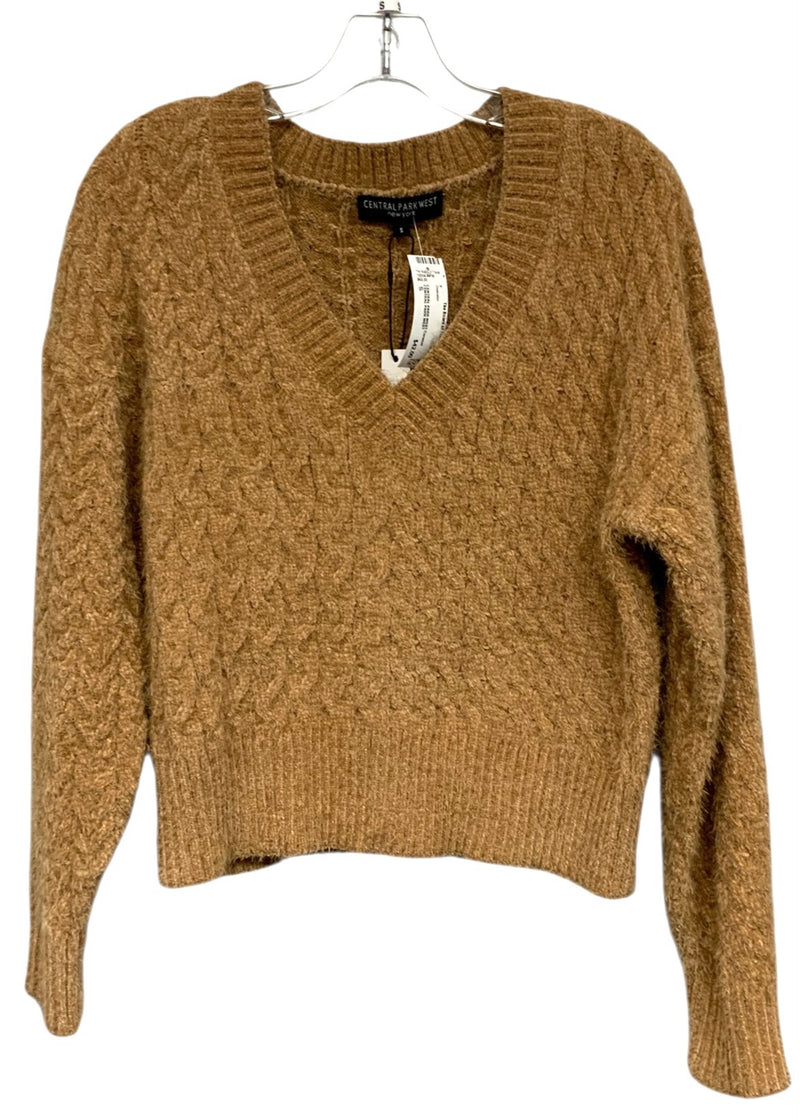 CENTRAL PARK WEST Caramel Textured Knit V-Neck L/S Sweater