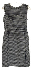 TORY BURCH Navy White Fringed Tweed S/L Petula Shift Dress