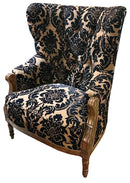 Paul Robert Black Damask Wing Chair