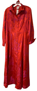 FINLEY Red/Pink Floral w/Front Slits L/S B/D Belted Maxi Dress