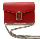 GUCCI Red Pebbled Leather Dionysus Chain Bag