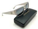 VERSACE Brushed Silvertone Mirrored Lens Logo Sunglasses