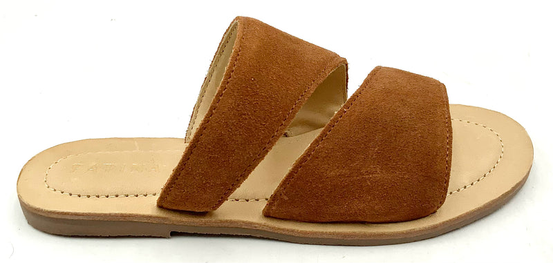 PATINA Toffee Suede Double Swirl Slide Sandals 6