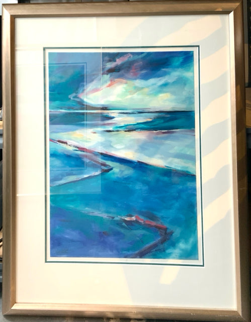 Eva Carter Framed Abstract of Landscape in Silver Frame