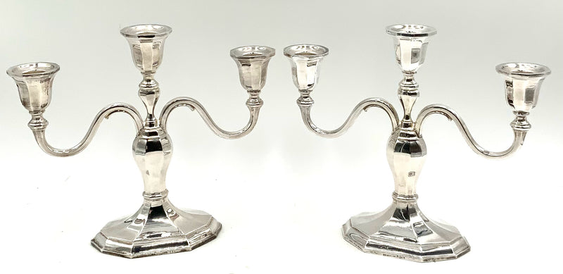 Pair of Vintage Sterling Silver Three Arm Candelabras