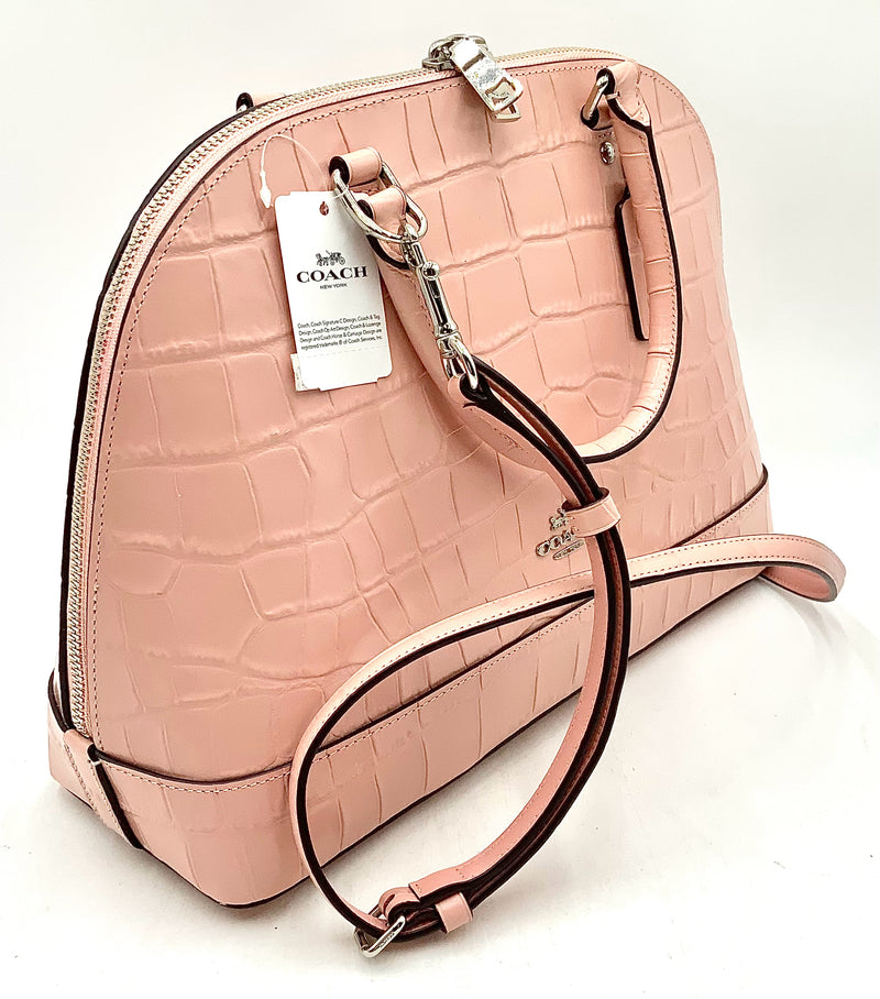 COACH Petal Pink Croc Embossed Leather Dome Sierra Satchel