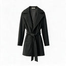 LORO PIANA Black Capolavaro Italian Virgin Wool Belted Coat