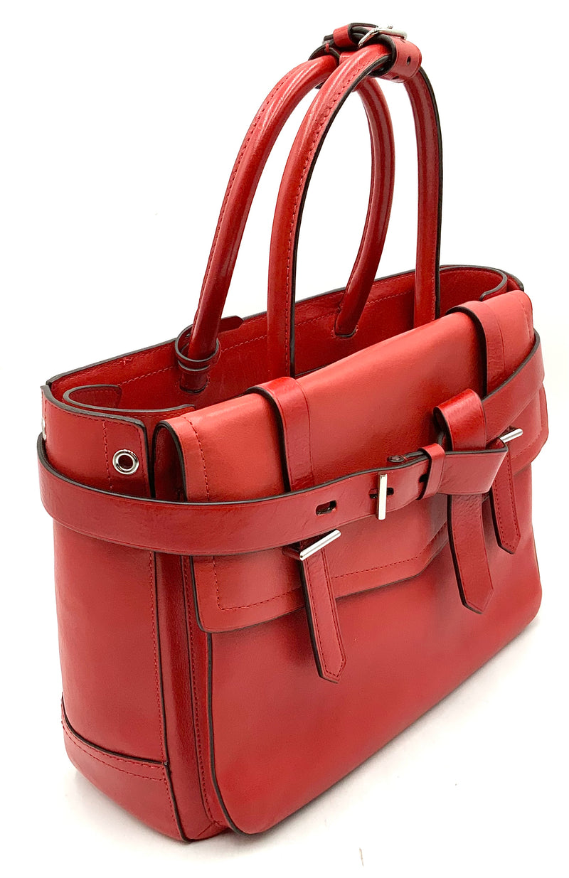 REED KRAKOFF Red Leather Boxer Tote